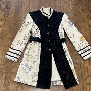 one of a kind - handmade - Elegant Black and Cream Women's Coat